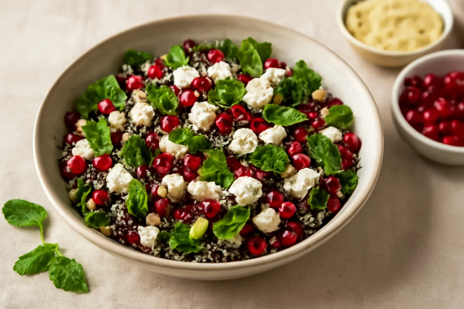 Salată cu quinoa, feta și rodie