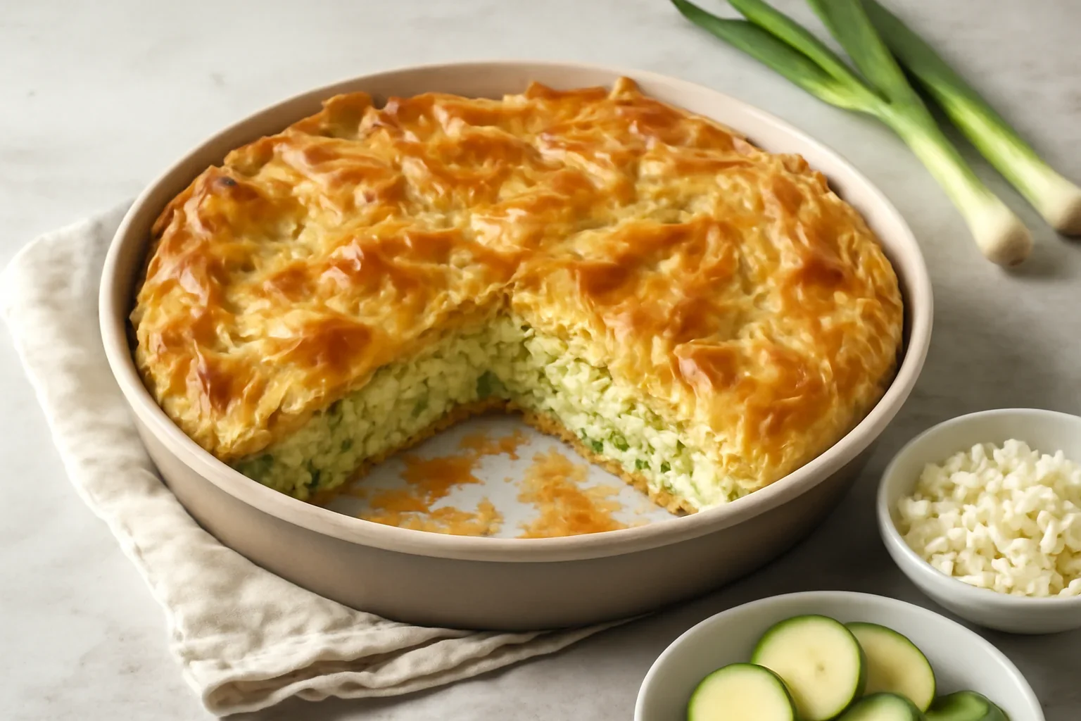 Placinta greceasca cu dovlecei si branza
