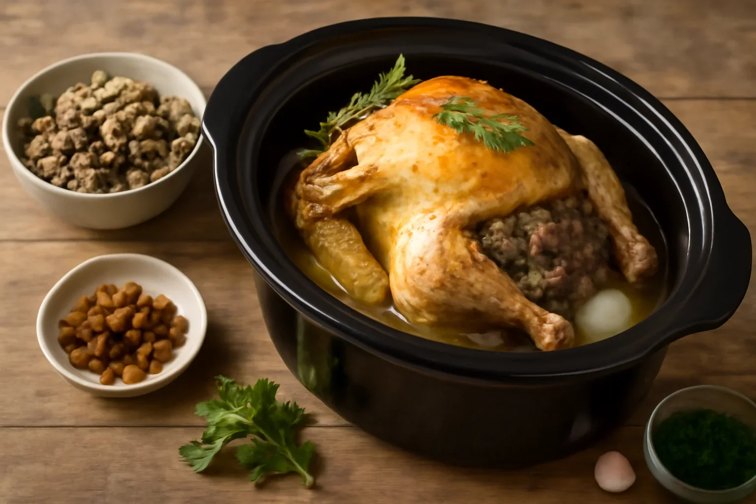 Curcan umplut gătit la slowcooker