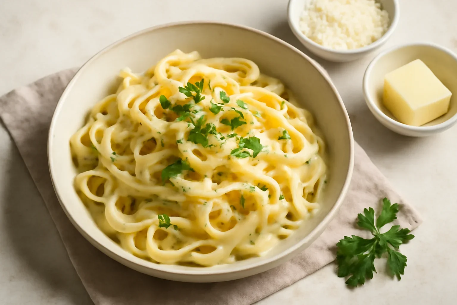 Fettuccine Alfredo rețeta autentică de paste cu sos cremos de parmezan și unt