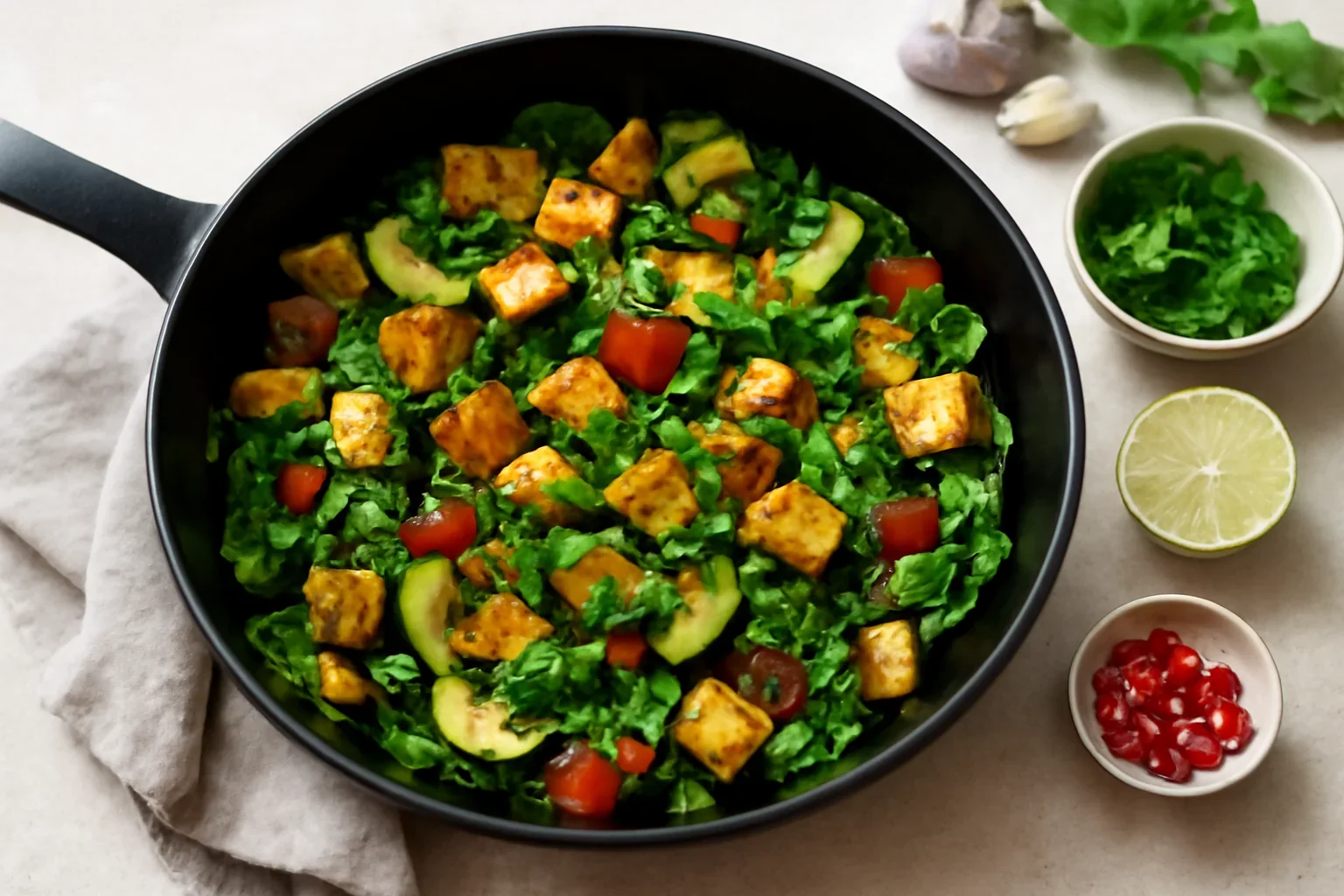 Tofu cu legume de vara la tigaie