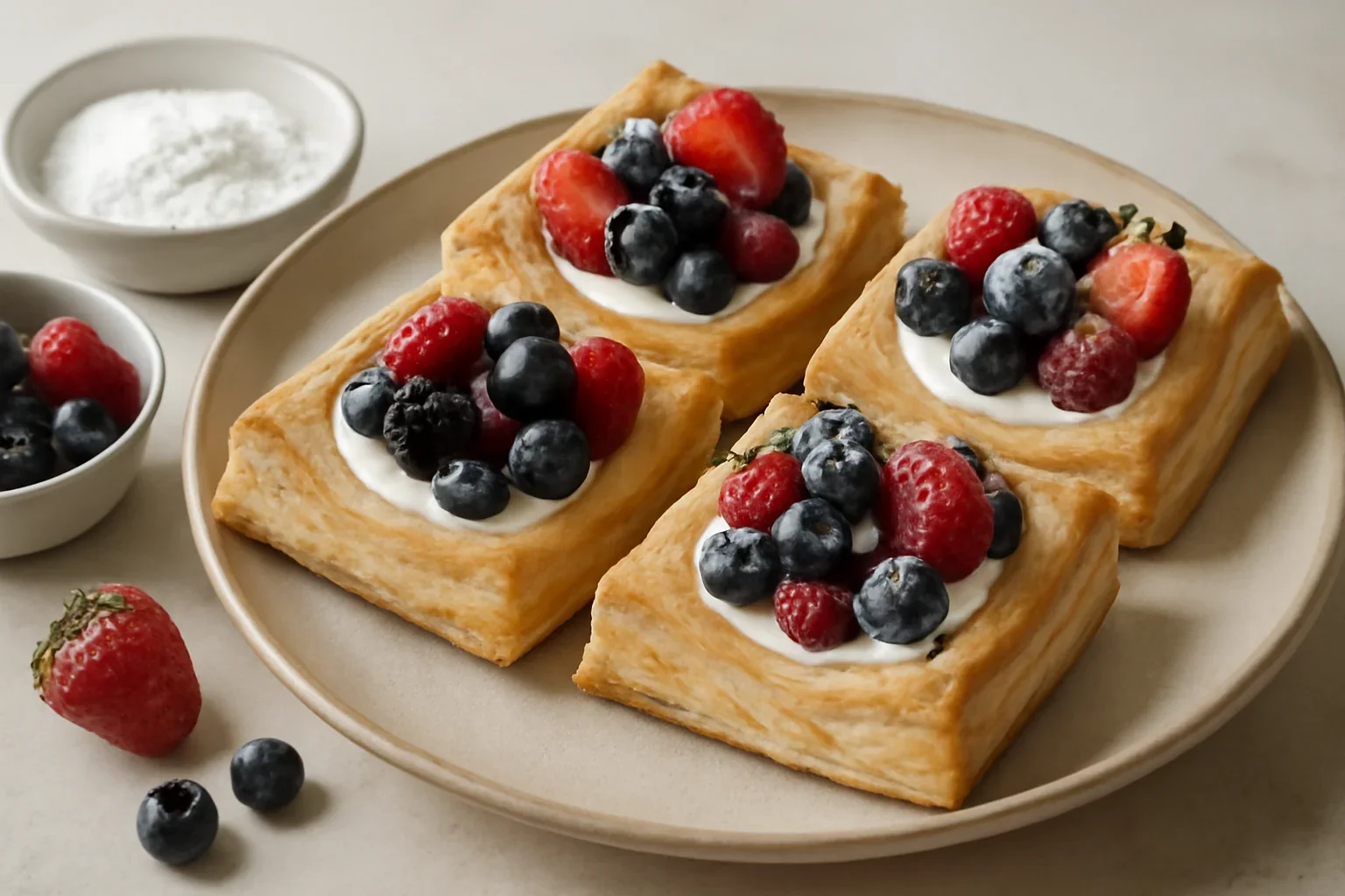 Mini tarte cu aluat de foietaj si fructe de padure