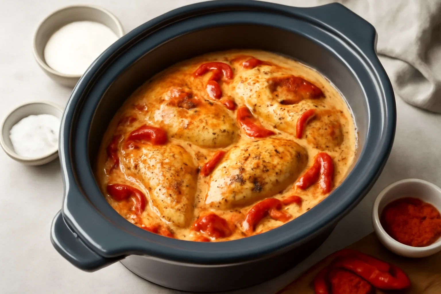 Piept de pui cremos, gatit la slow cooker Crock-Pot 4.7 L Digital