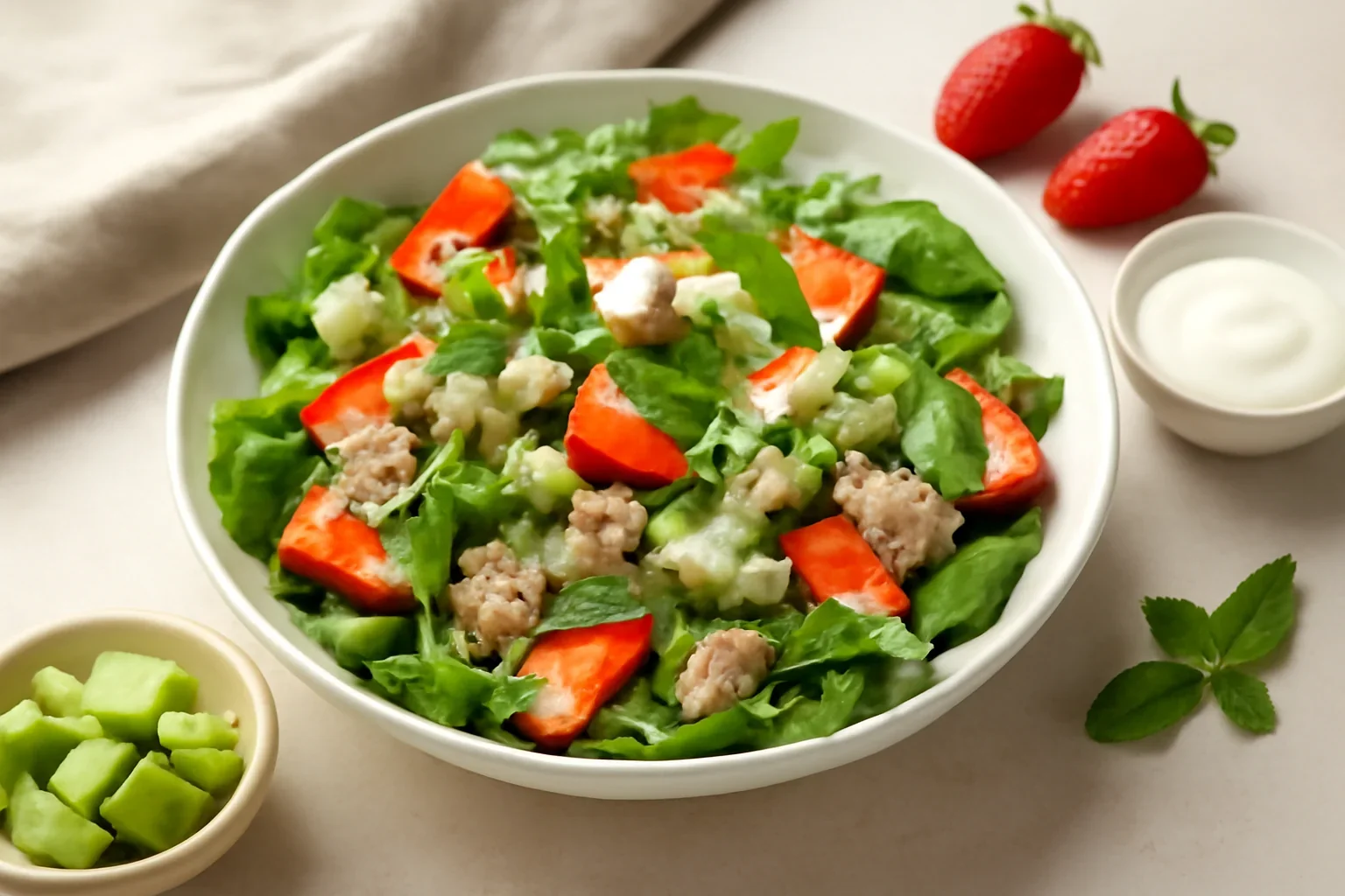Salată cu ton și căpșuni