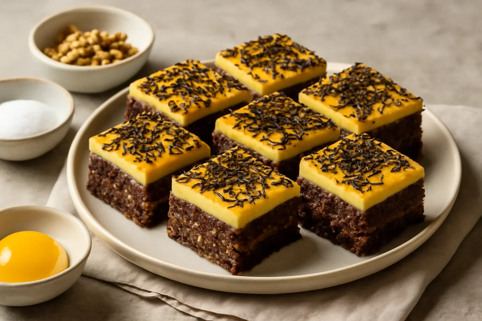 Prăjitura Chinezoaica sau chinezească cu cacao, nucă și glazură din gălbenușuri