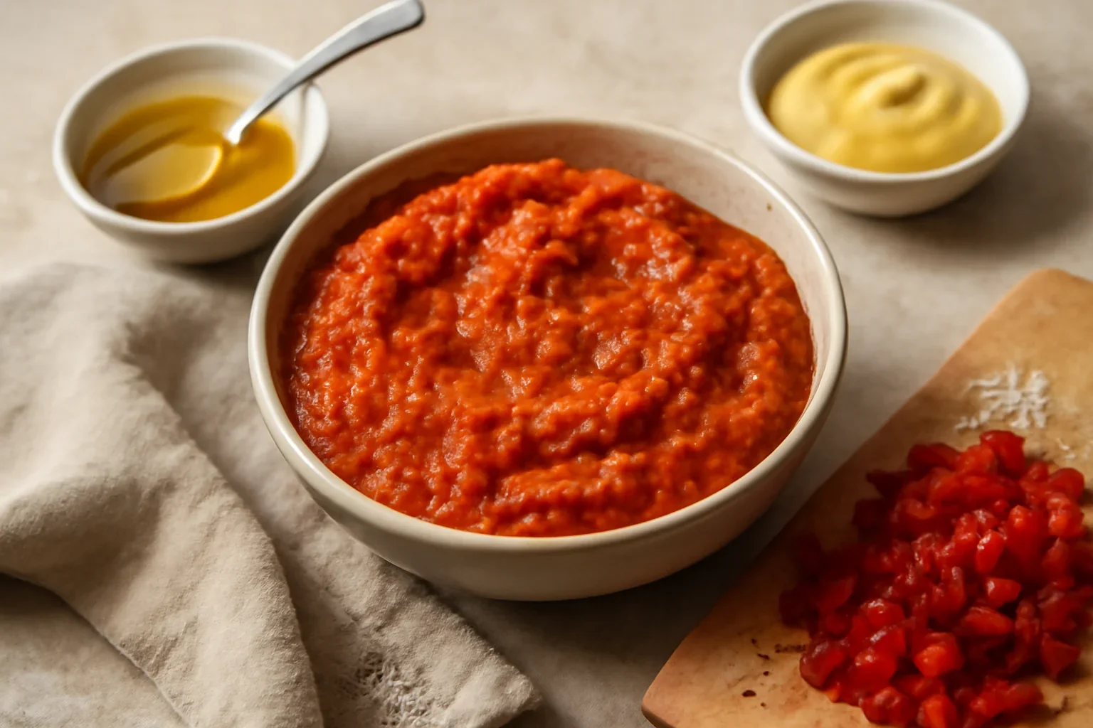Pasta de ardei copti cu mustar si miere