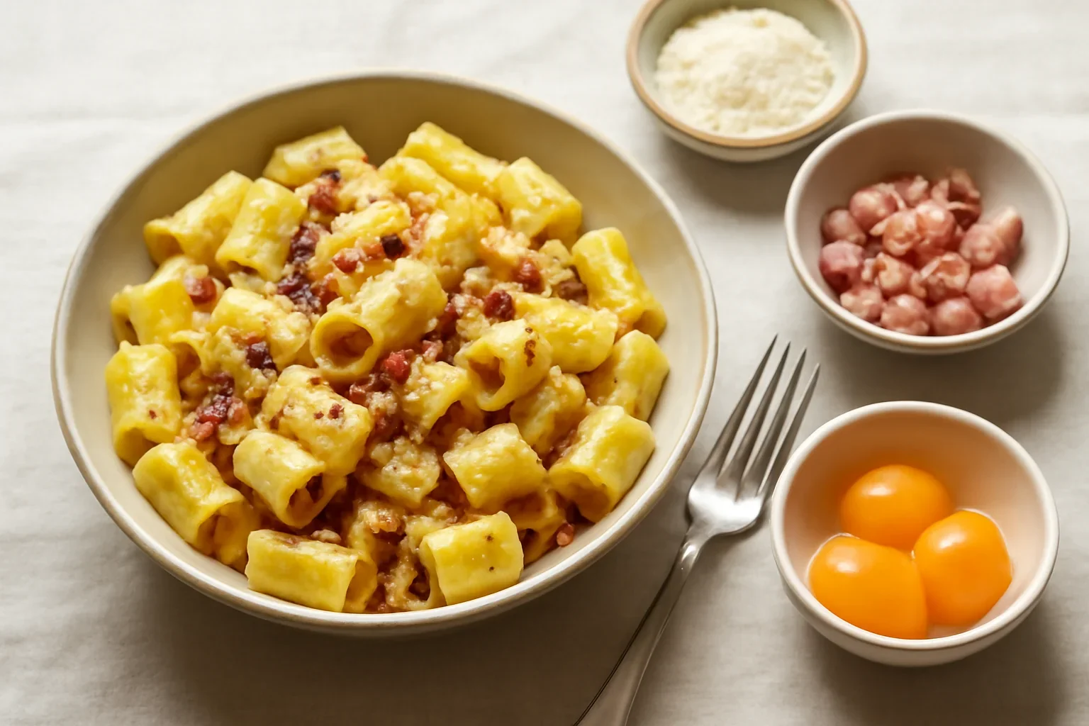 Paste carbonara – rețetă detaliată de paste scurte cu sos carbonara