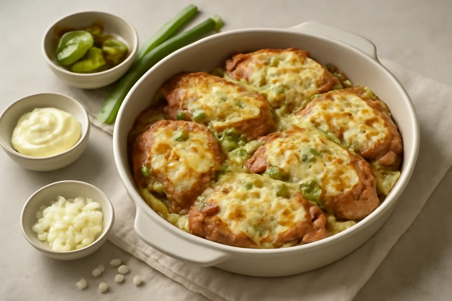 Cotlet de porc cu mozzarella, ceapa si castraveti murati