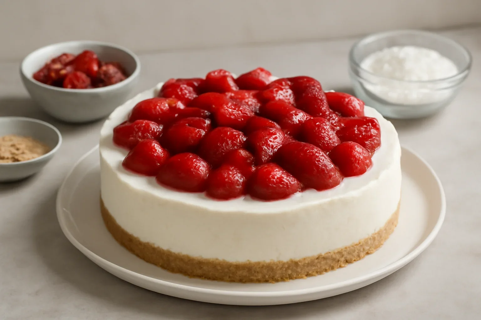 Cheesecake fara coacere cu capsuni