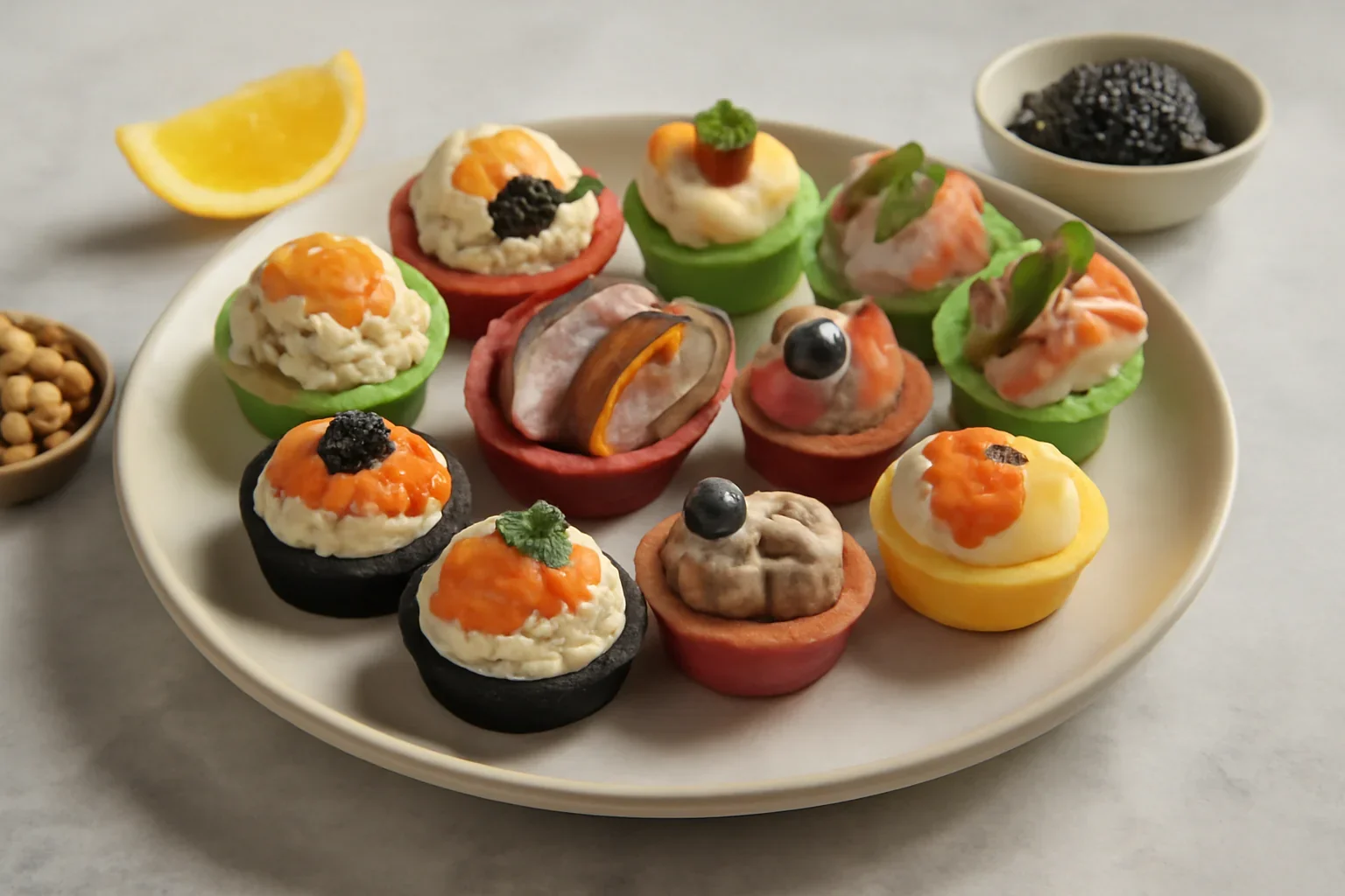 10 rețete de canapeuri festive sau amuse bouche – aperitive în mini tarte sau coșulețe din aluat fraged colorat