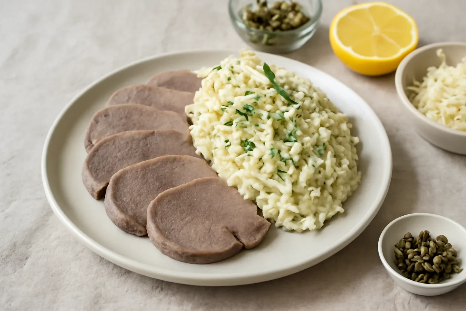Limba cu sos remoulade si telina