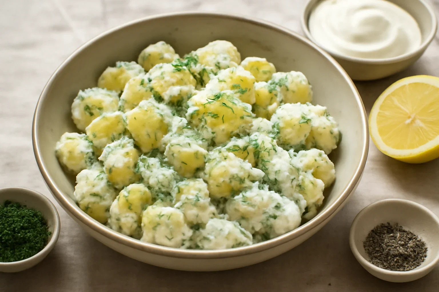 Salata de cartofi cu ceapa si iaurt