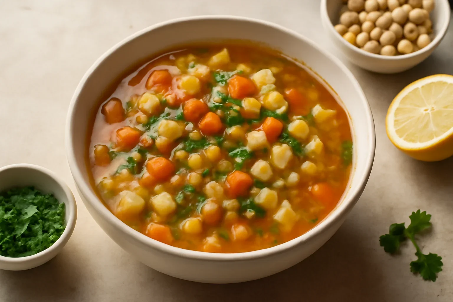 Supă algeriană de năut cu bulgur