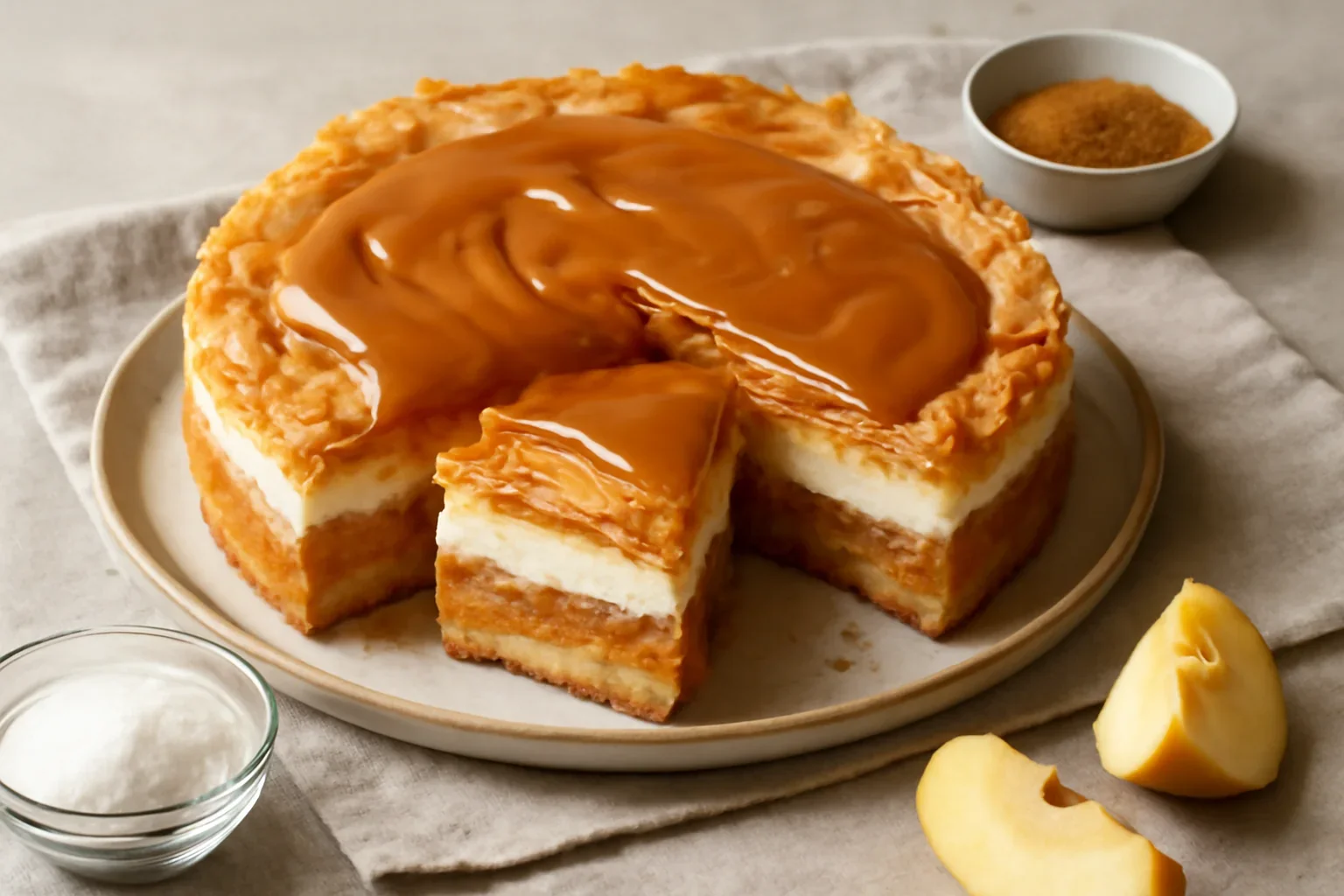 Prajitura cu mere si crema de caramel