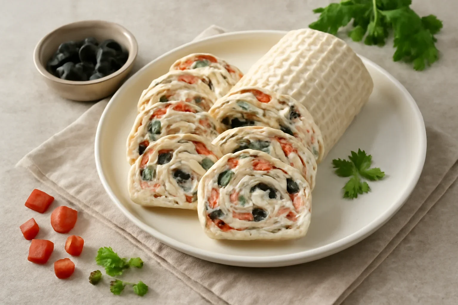 Rulada aperitiv din foaie de napolitana