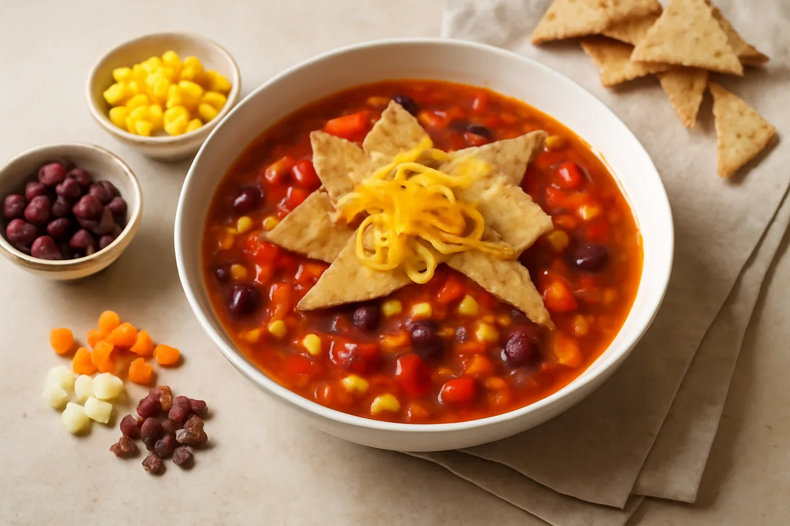 Supă mexicană cu chipsuri de tortilla