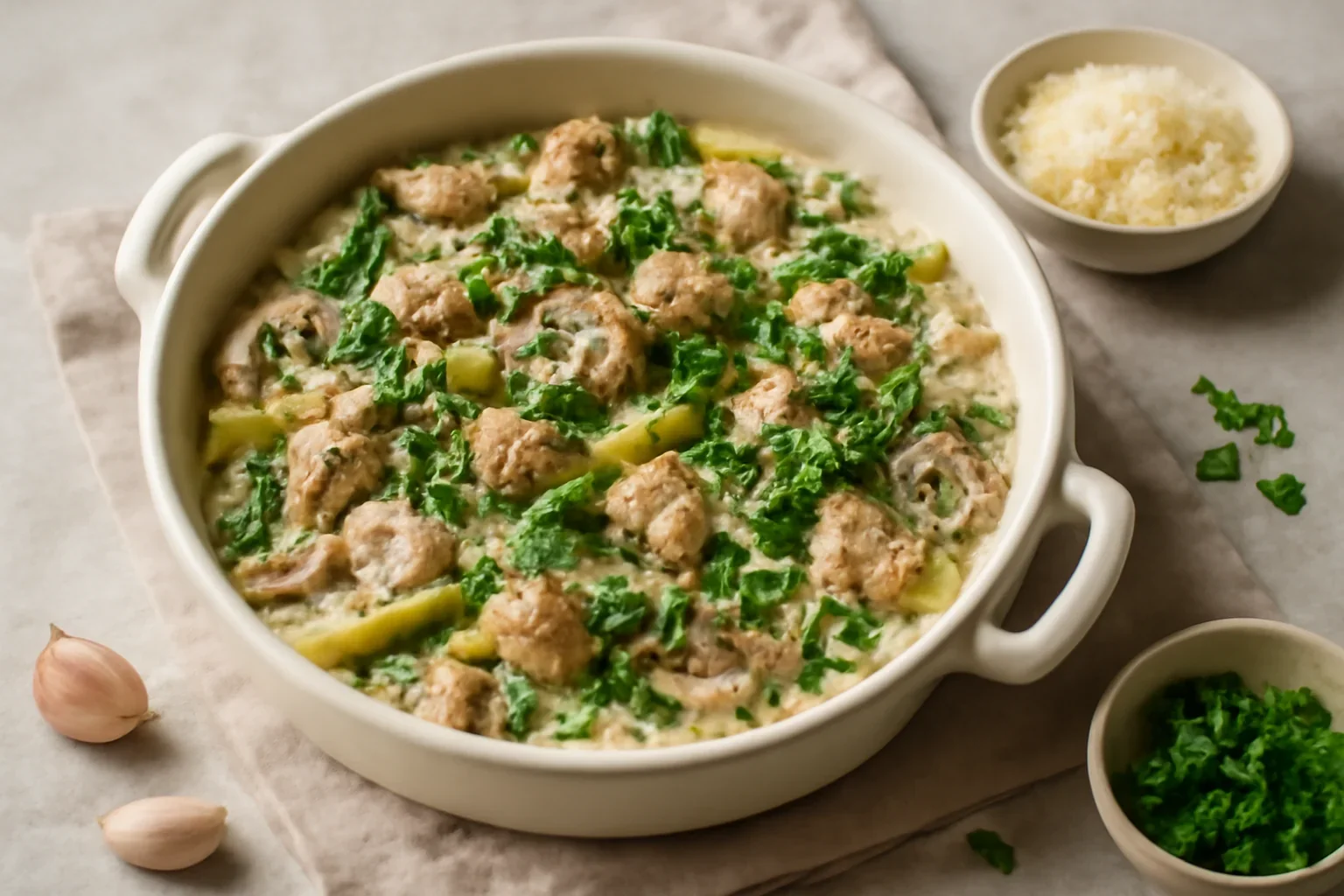 Pui cu ciuperci si fasole verde