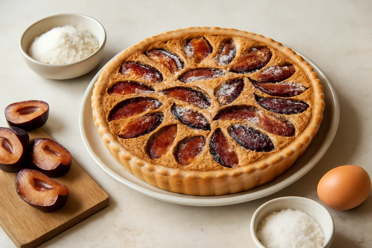 Tarta cu prune si crema frangipane