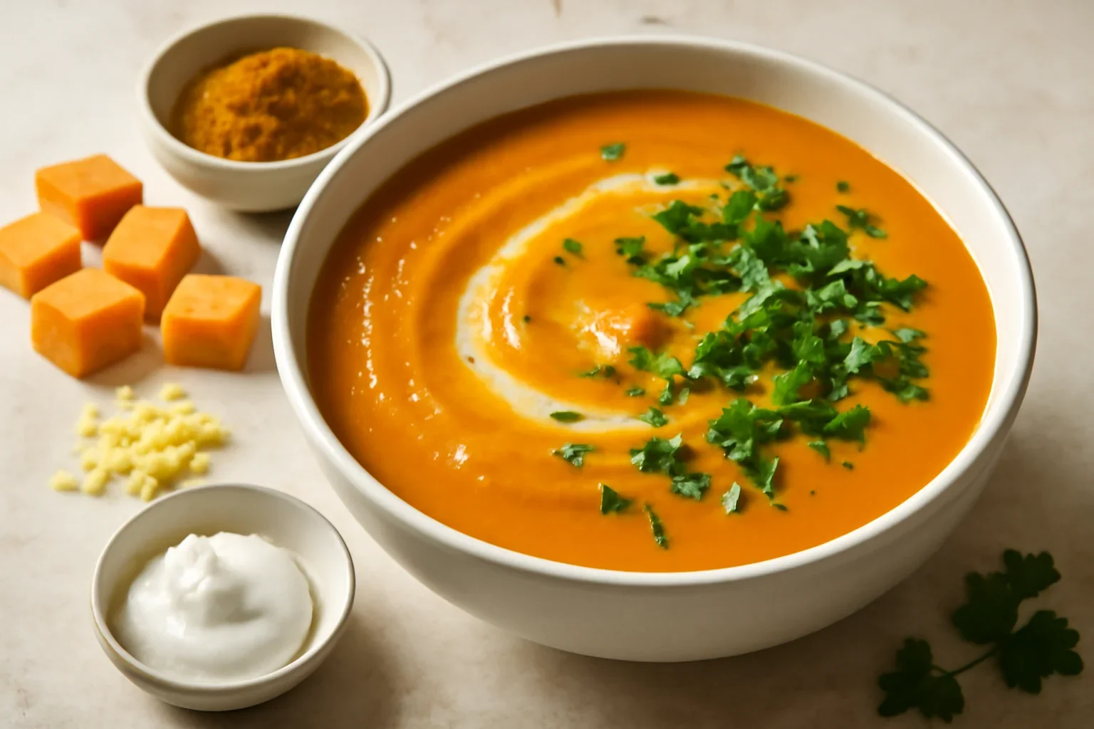 Supă de cartofi dulci cu curry
