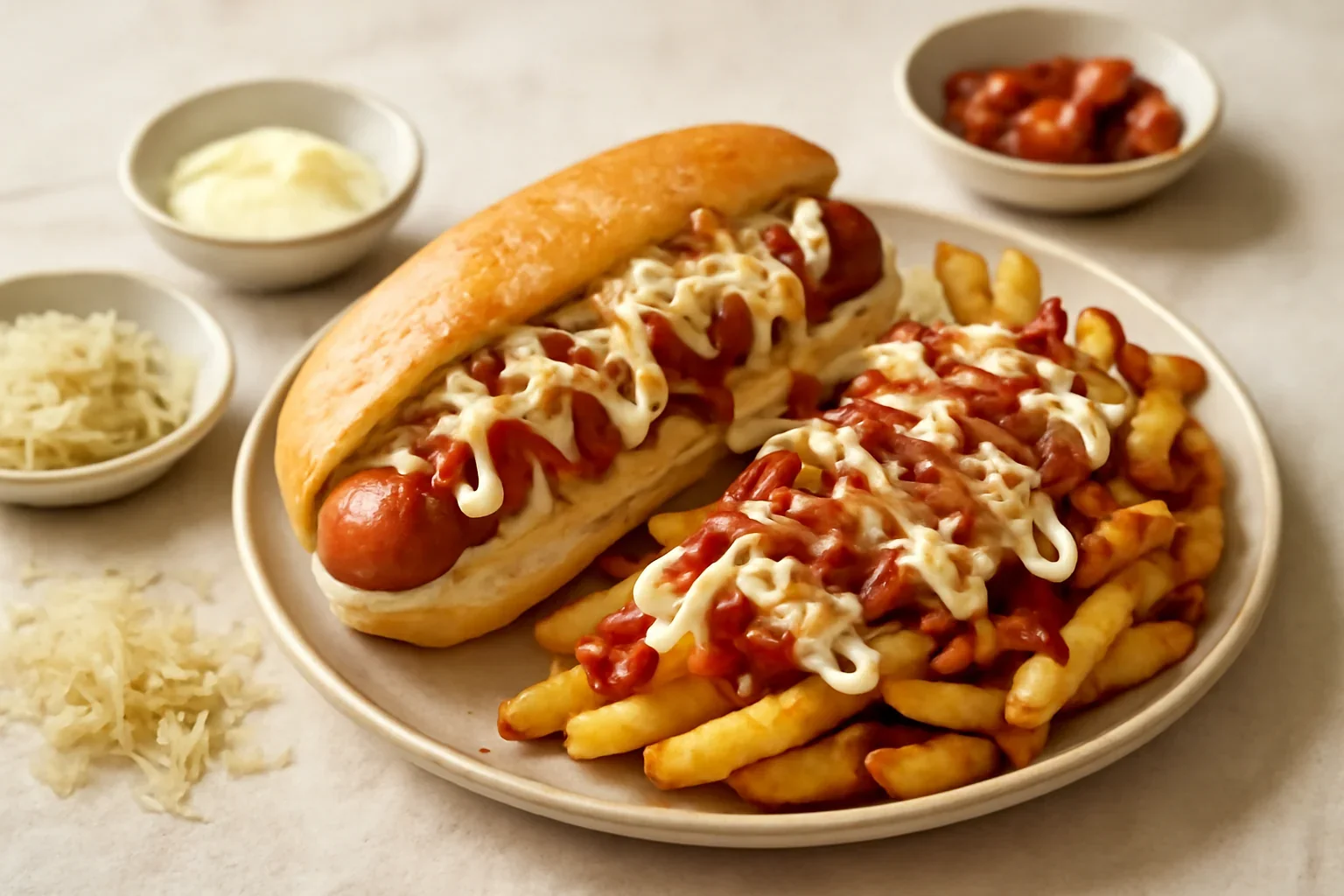 Hot Dog & loaded fries cu varză murată