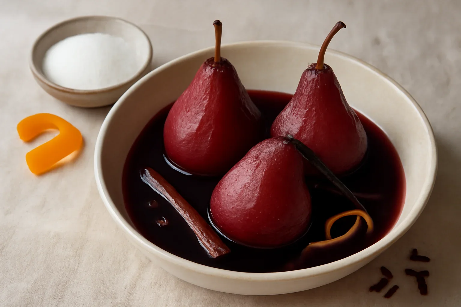 Poire a Beaujolais sau Pere in vin rosu, reteta rapida