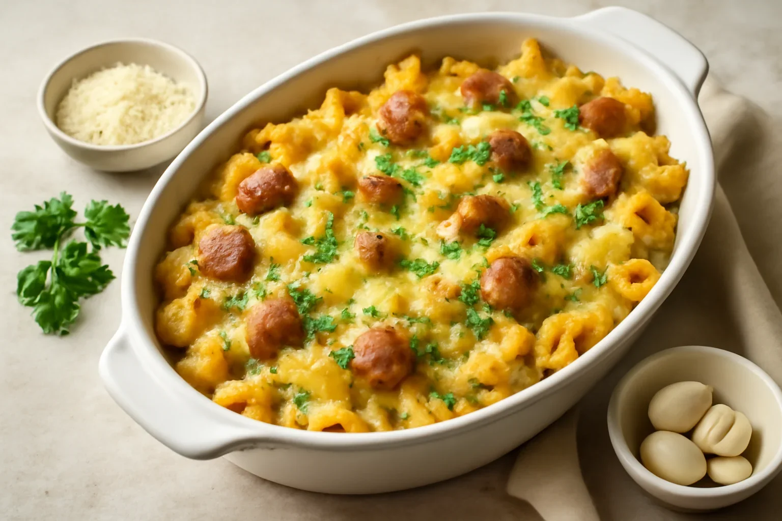 Paste Al Forno cu carnati – Paste la cuptor
