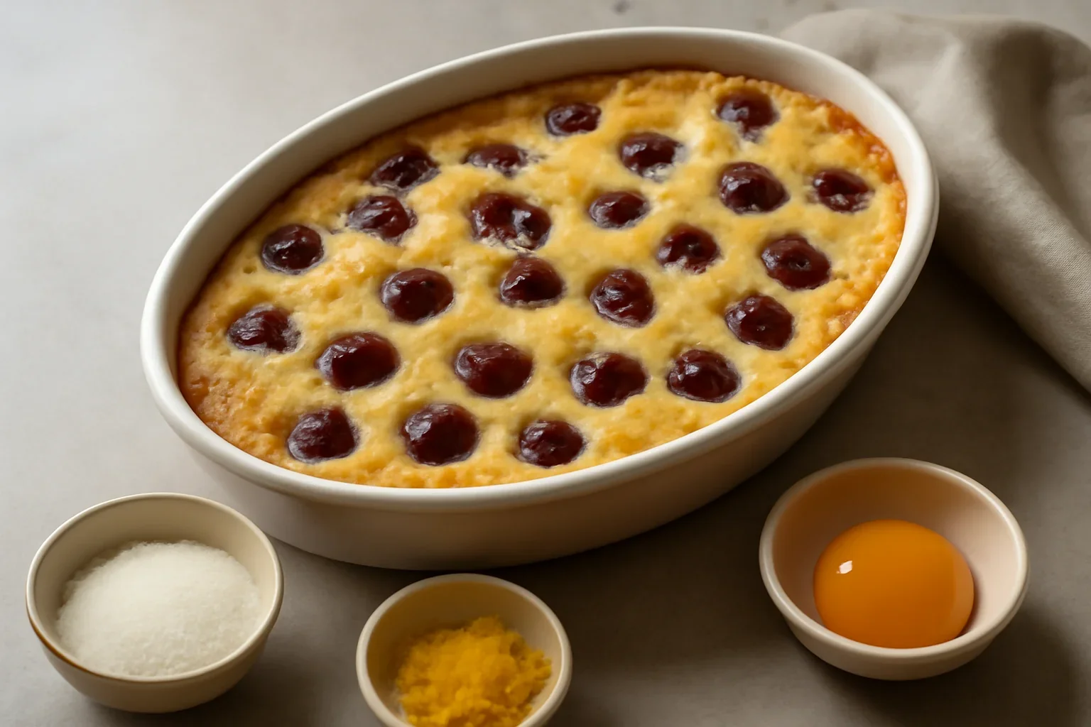 Budinca de gris cu visine, cirese, piersici, caise sau fructe de padure – la cuptor