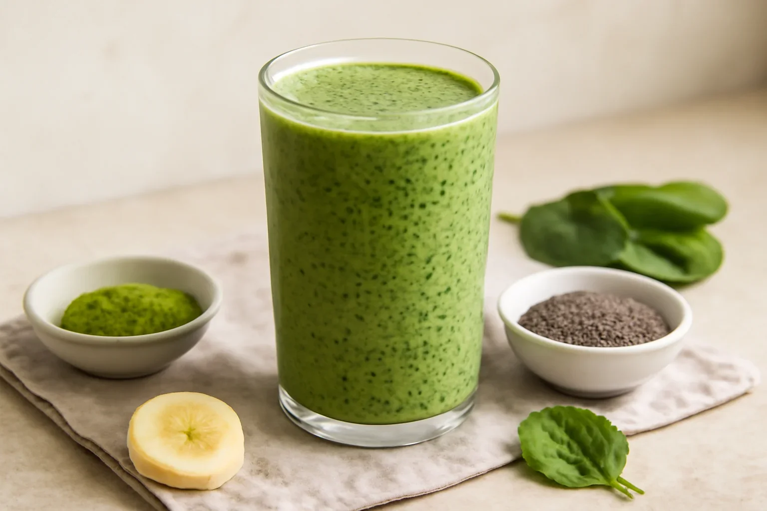 Băutură cu semințe de chia și ceai matcha