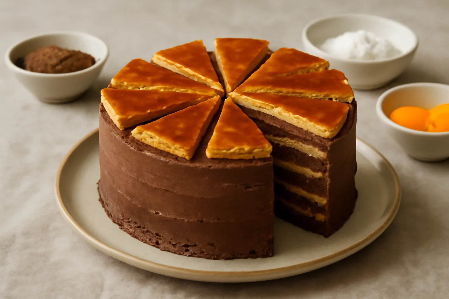 Tort Dobos reteta originala de cofetarie cu crema de cacao