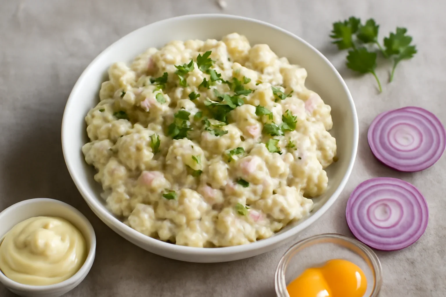 Salata de conopida cu maioneza si usturoi sau ceapa – reteta simpla