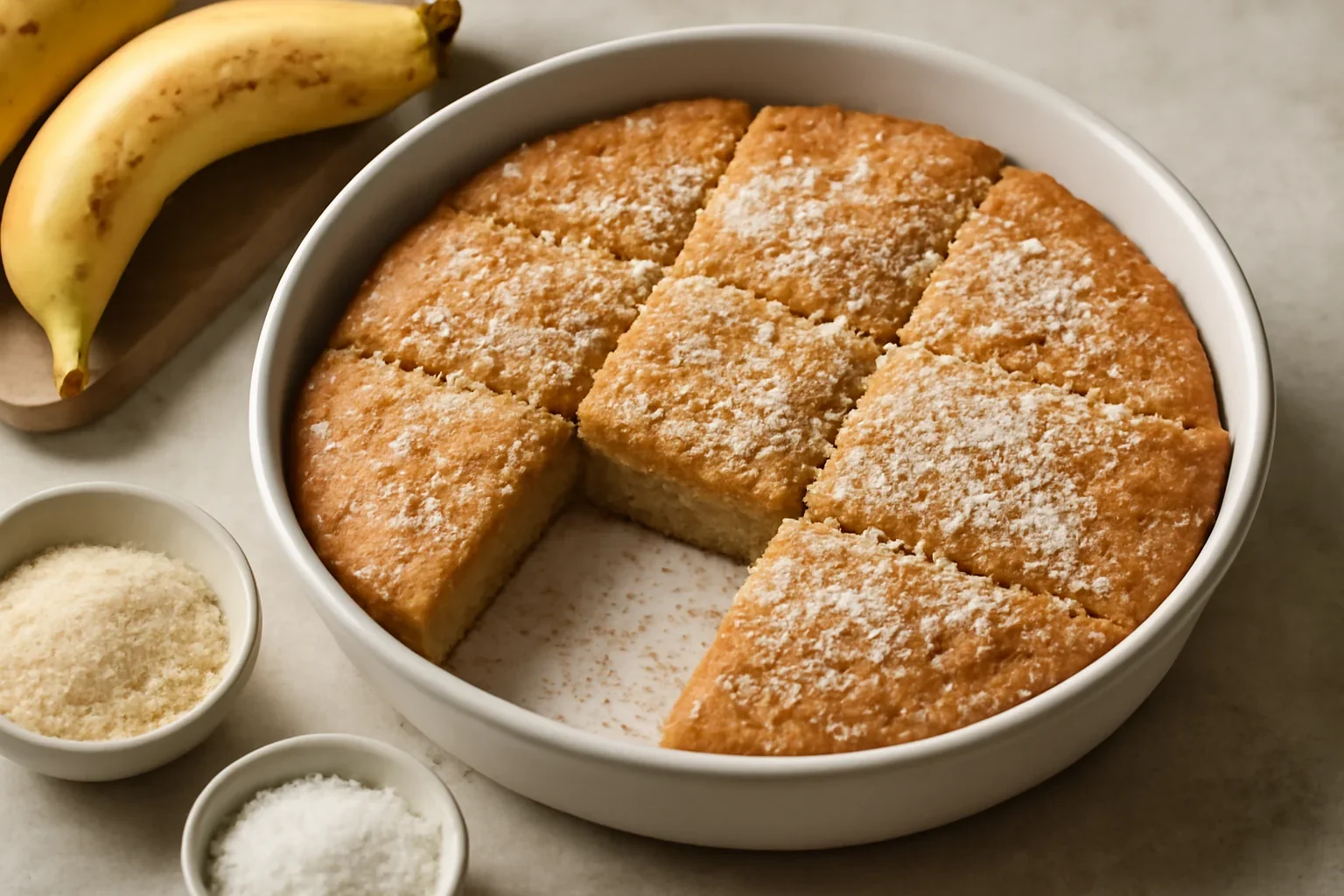 Blondie cu banane şi cocos – o prăjitură simplă, dar gustoasă