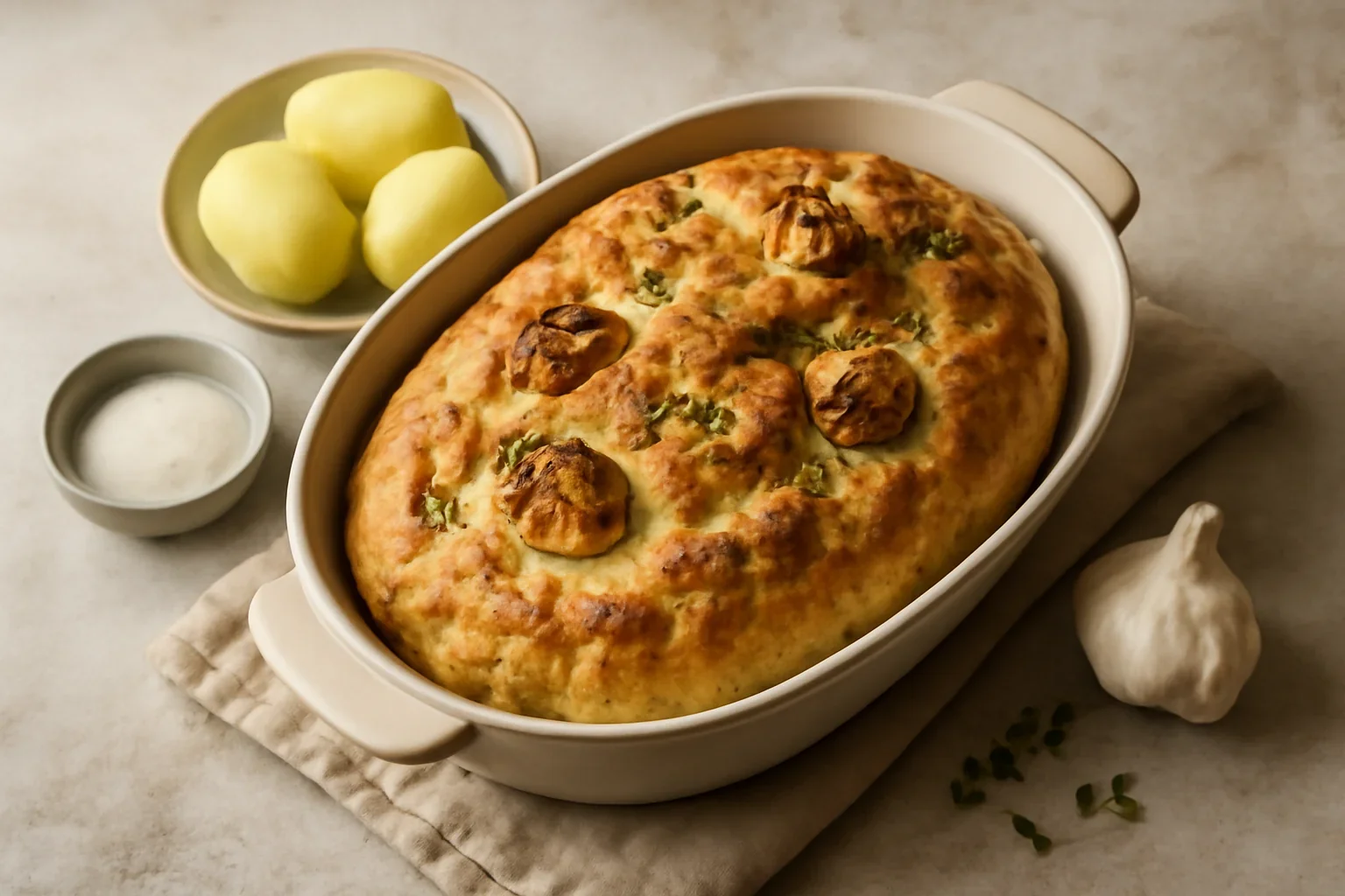 Pâine cu cartofi și usturoi copt – rețetă potrivită pentru începutul iernii