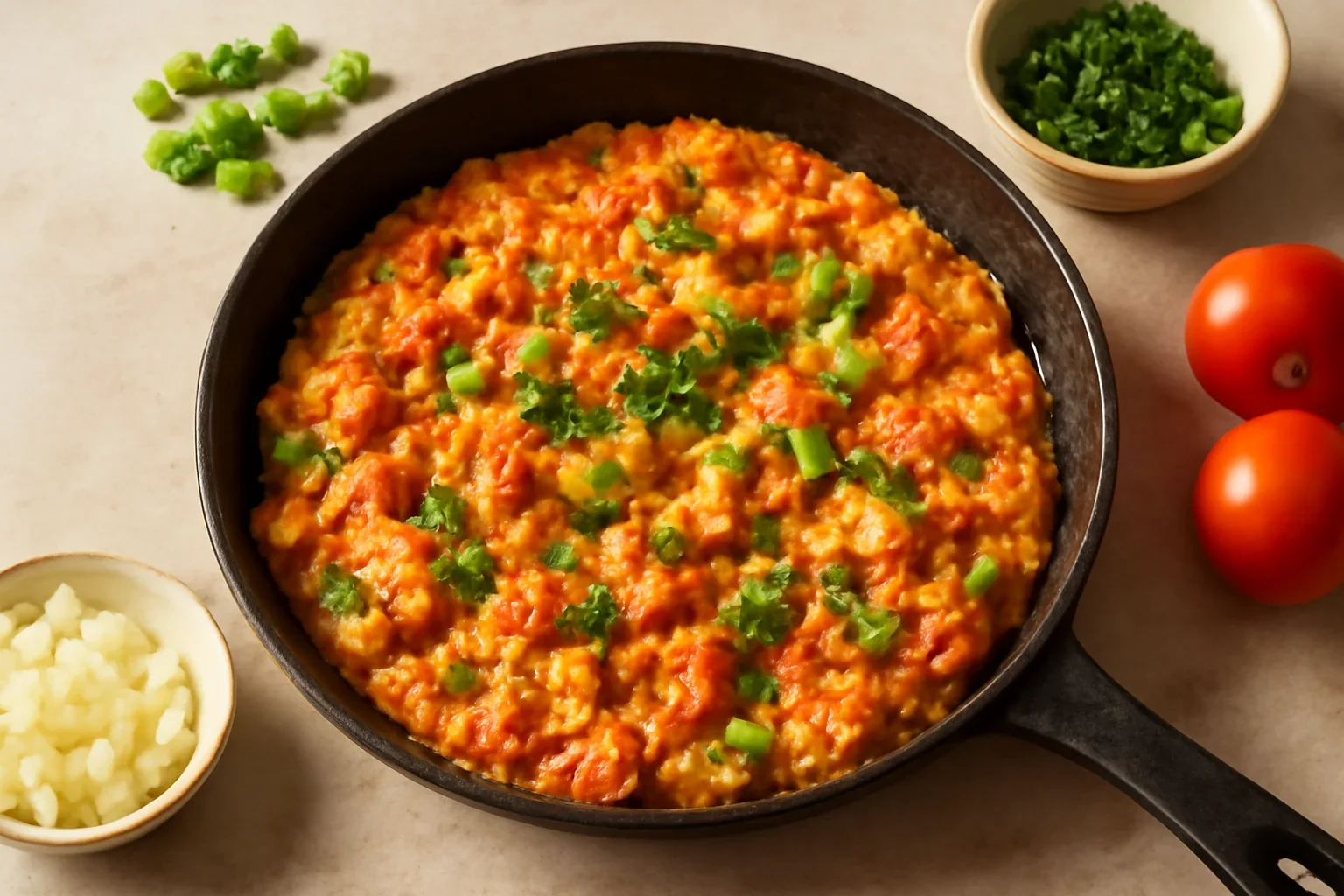 Ouă turcești amestecate (menemen)