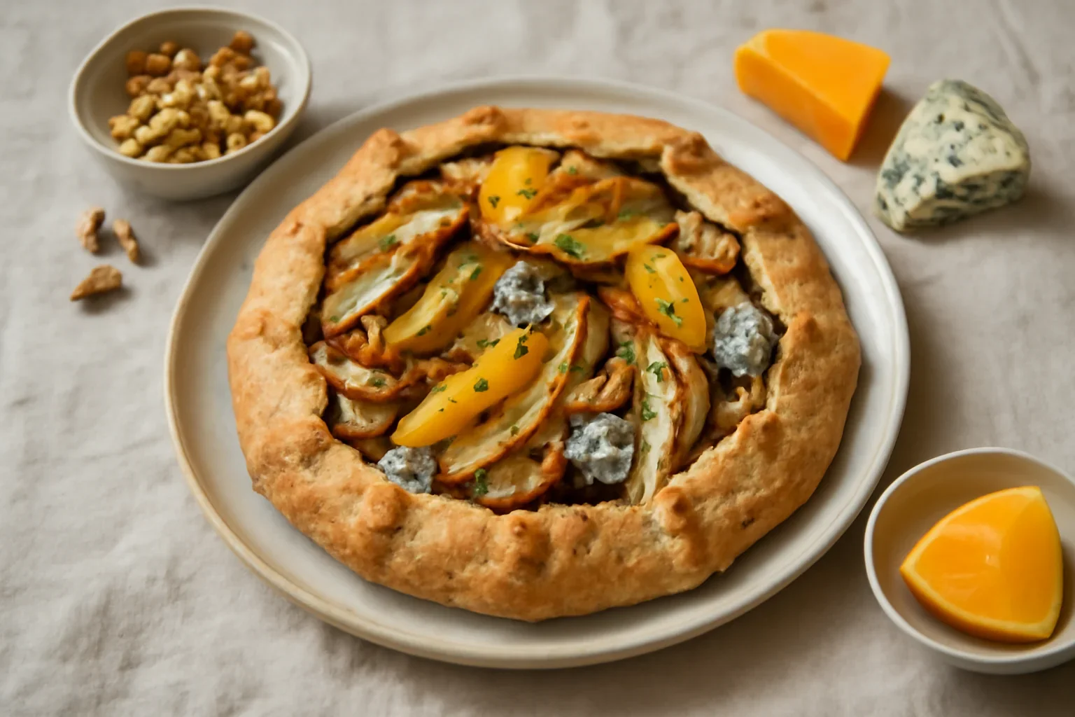 Galette cu pere, andive si branza nobila