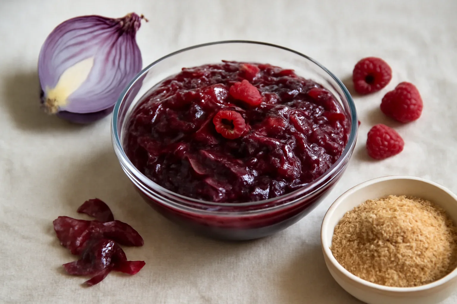 Dulceata de ceapa rosie cu zmeura