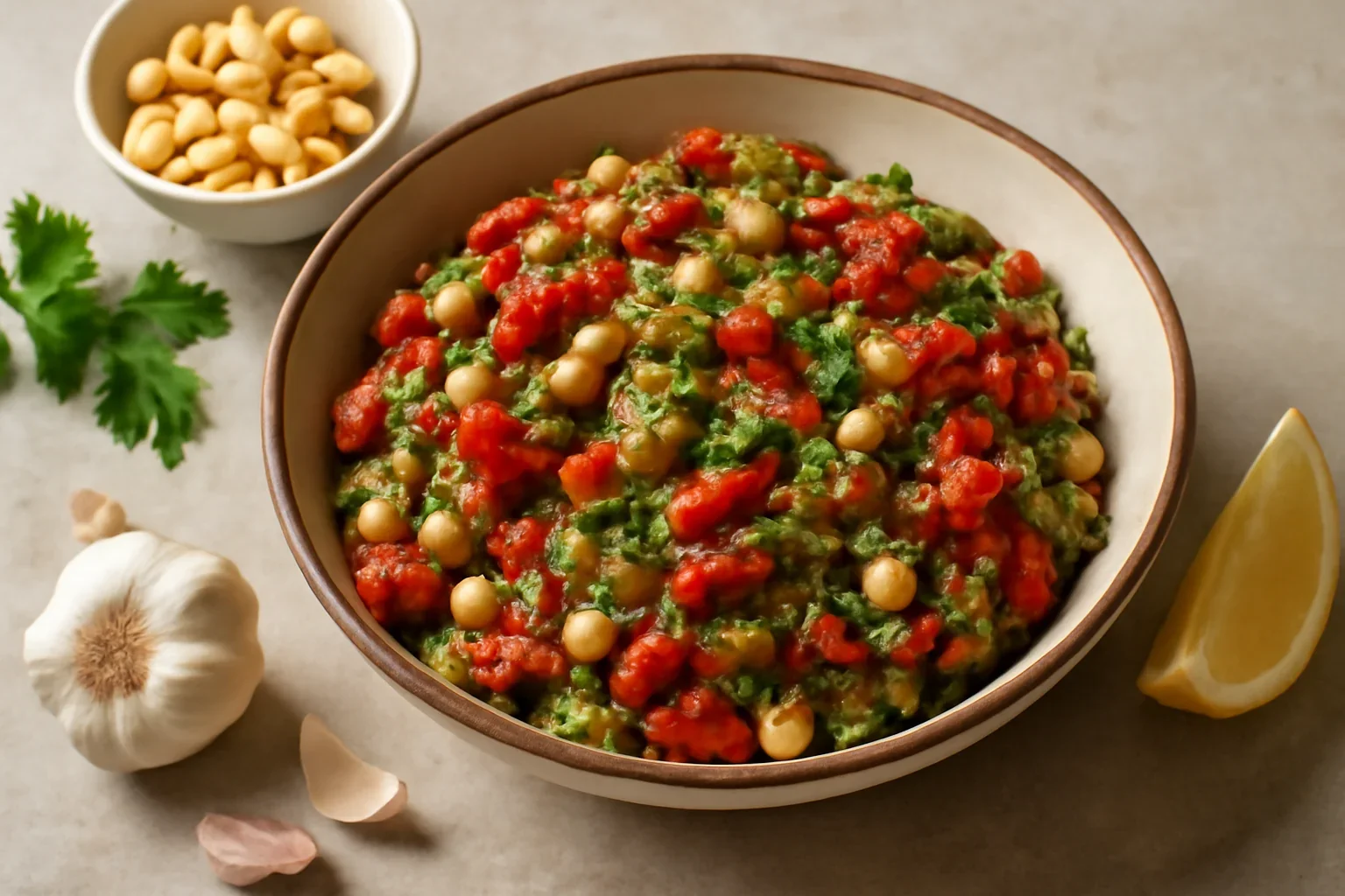 Salata de vinete cu naut si ardei copti