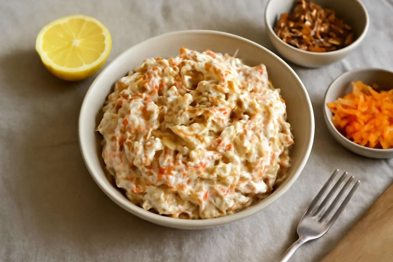 Salata de pui cu telina, morcov si iaurt, reteta rapida