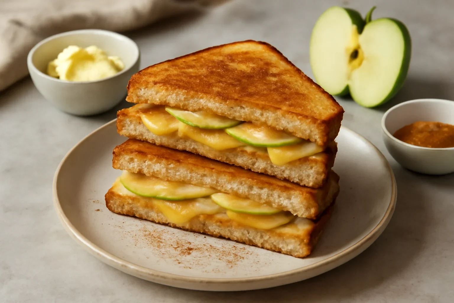 Sandwich cald cu Gouda si mere