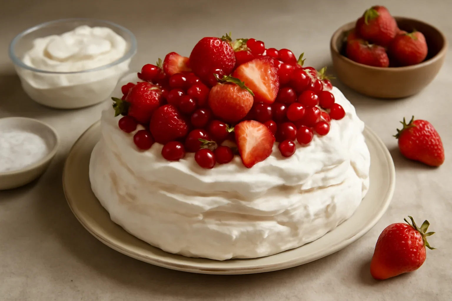 Prajitura Pavlova, reteta de bezea fina cu fructe si frisca