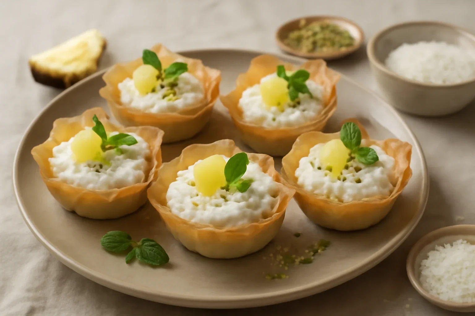 Cosulete din foi de placinta umplute cu crema