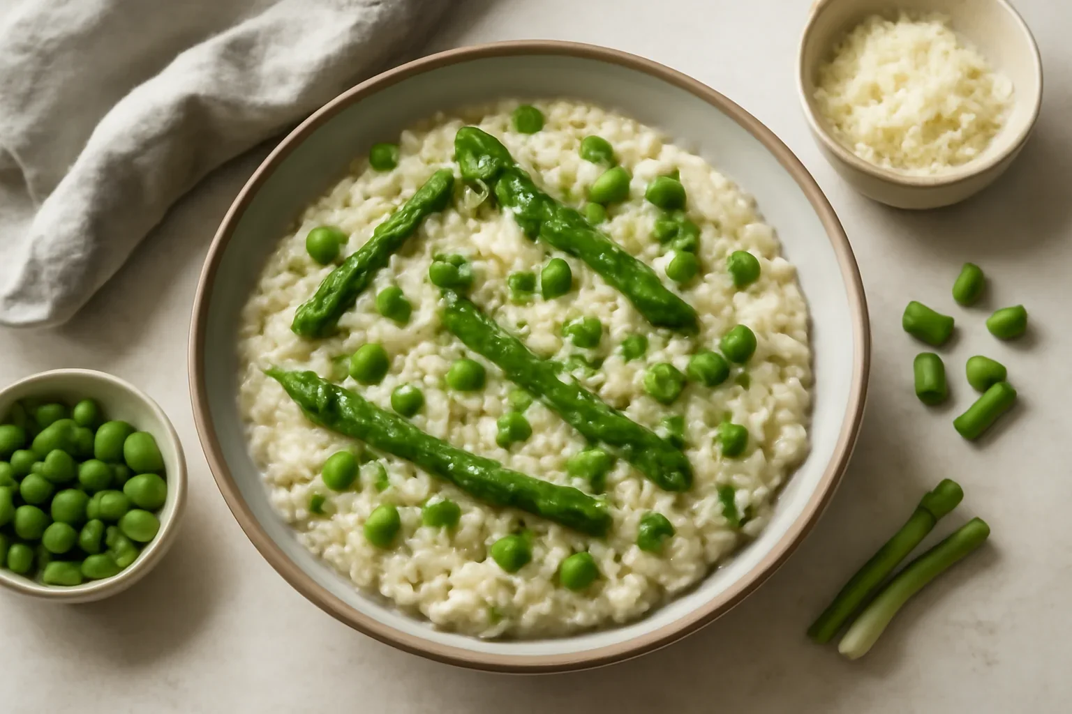 Risotto cu sparanghel si mazare verde