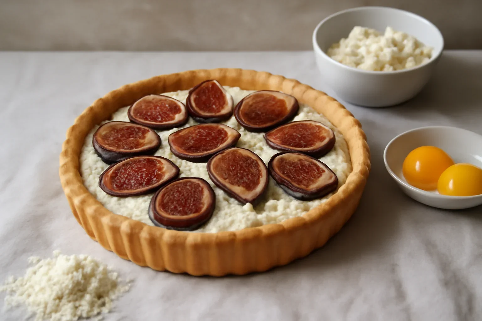 Tarta cu smochine si doua feluri de branza