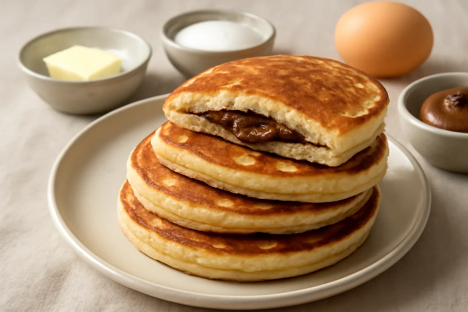Pancakes umplute cu ciocolata