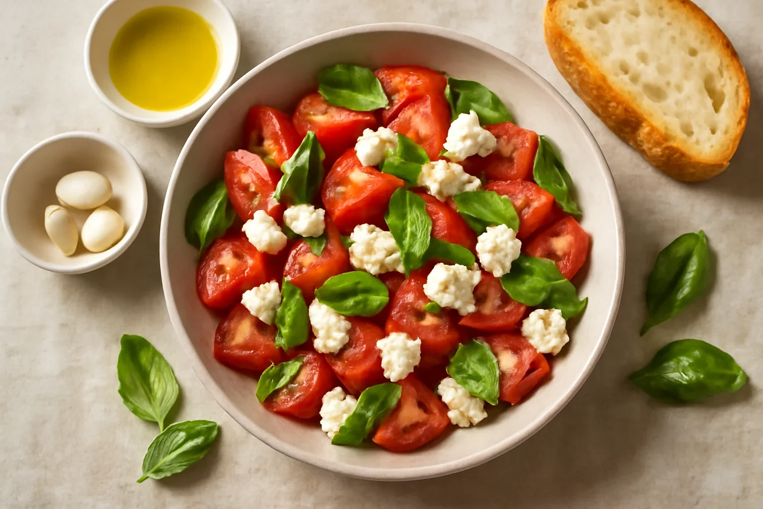 Salata de rosii cu branza de capra si busuioc