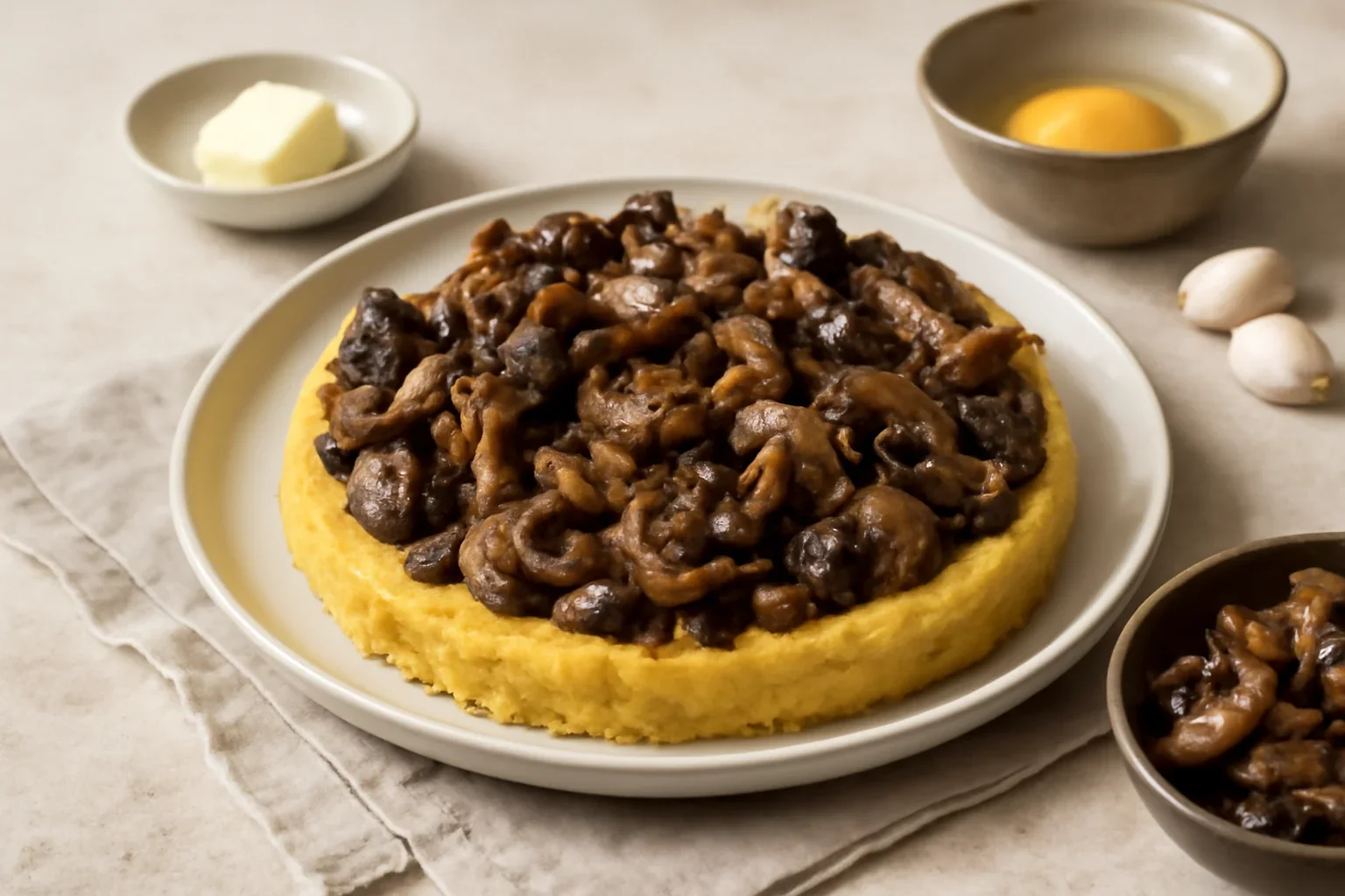 Tarta de ciuperci cu mamaliga