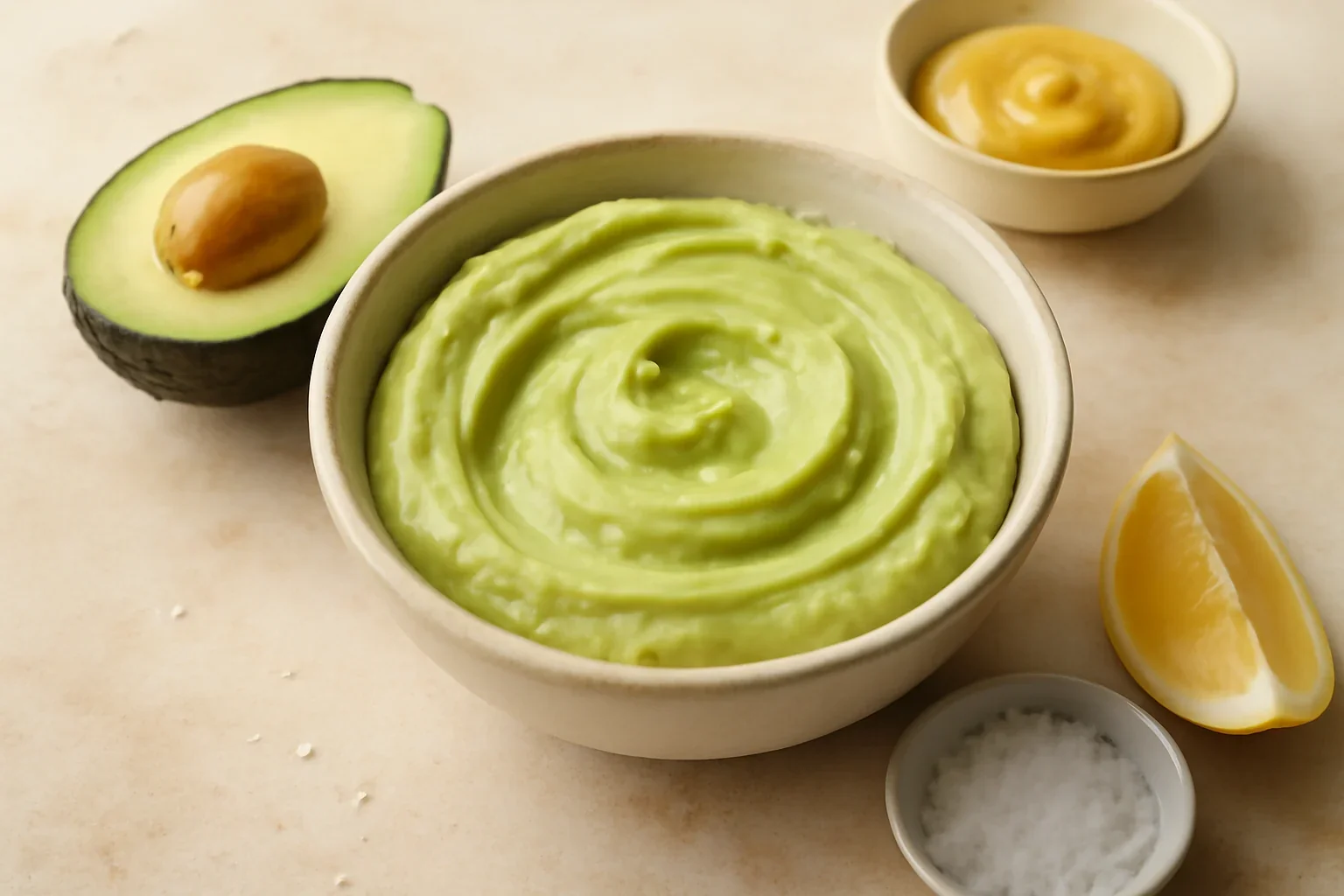 Maioneză de post din avocado cu muștar