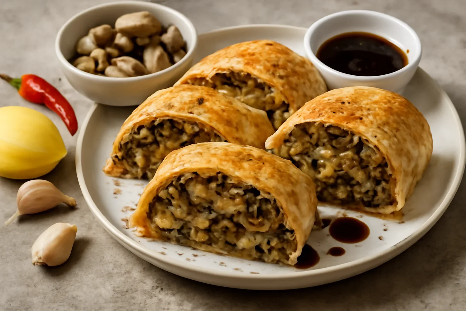 Strudel vegan cu ciuperci