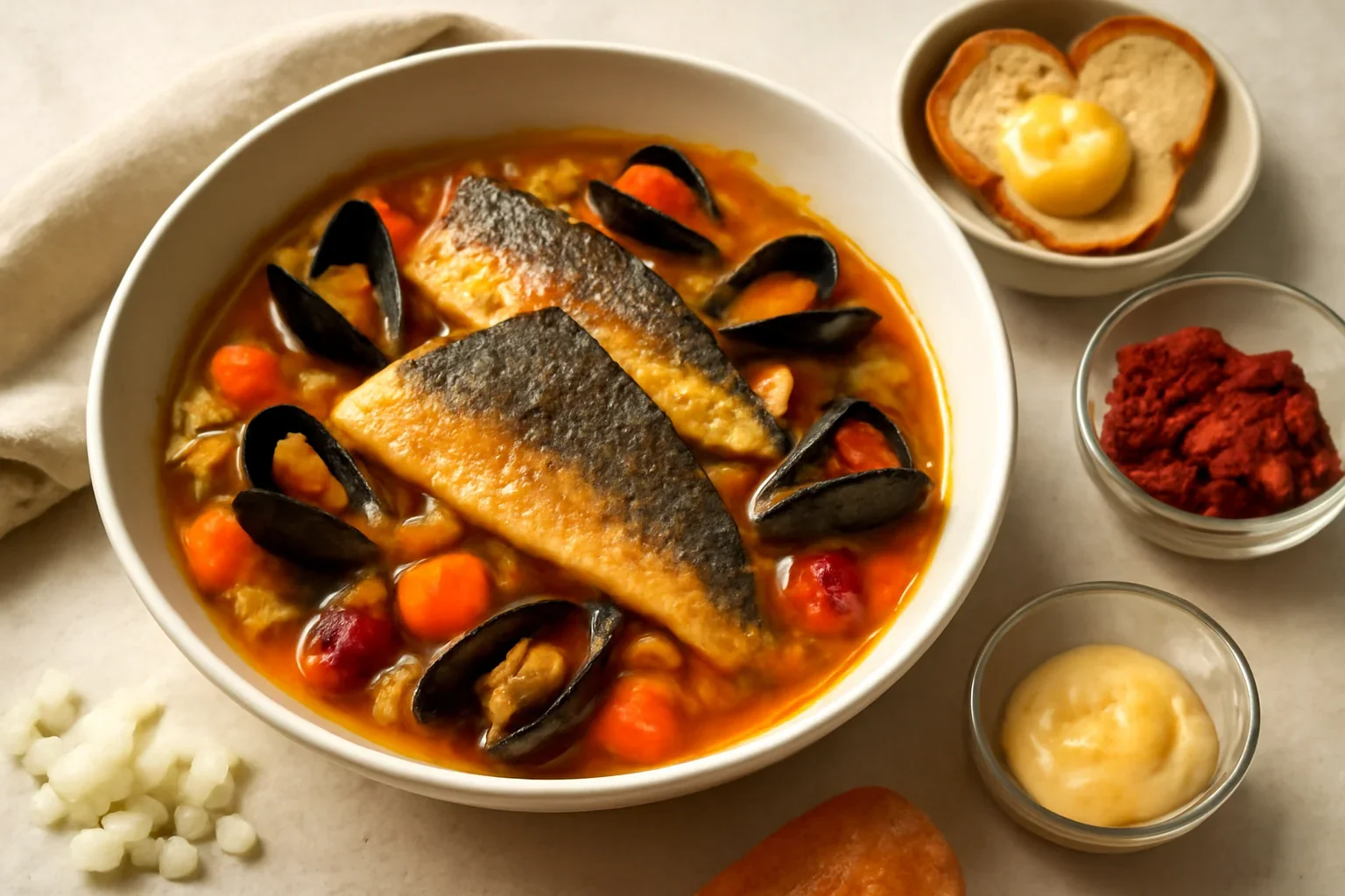 Bouillabaisse cu biban de mare