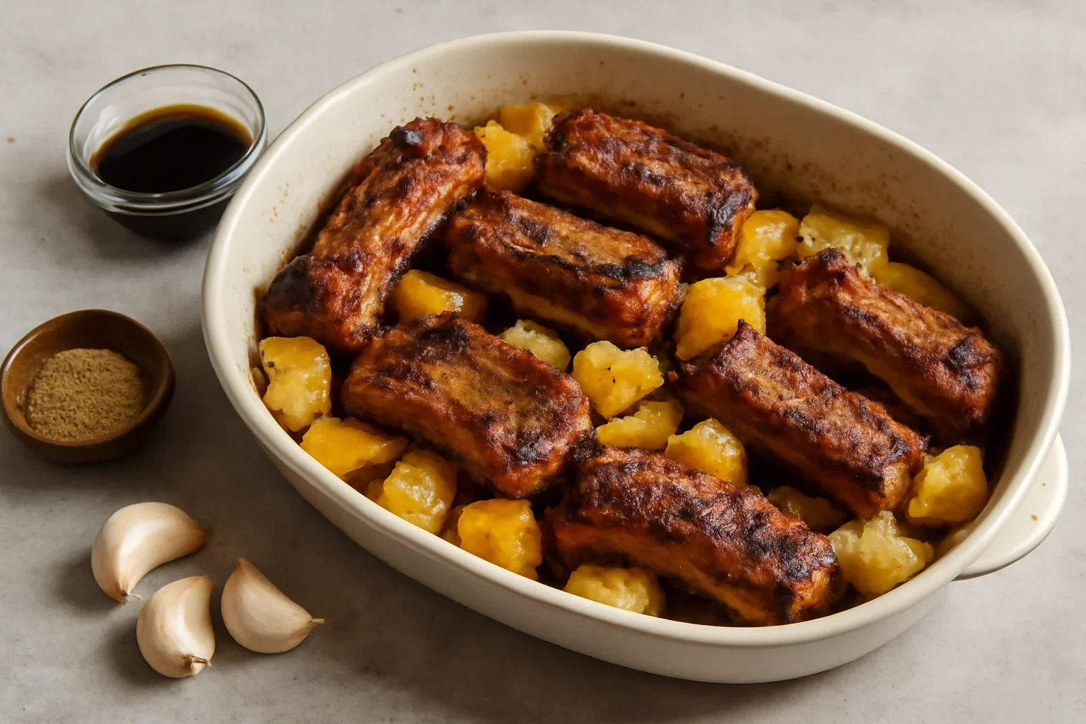 Coaste de porc cu ananas