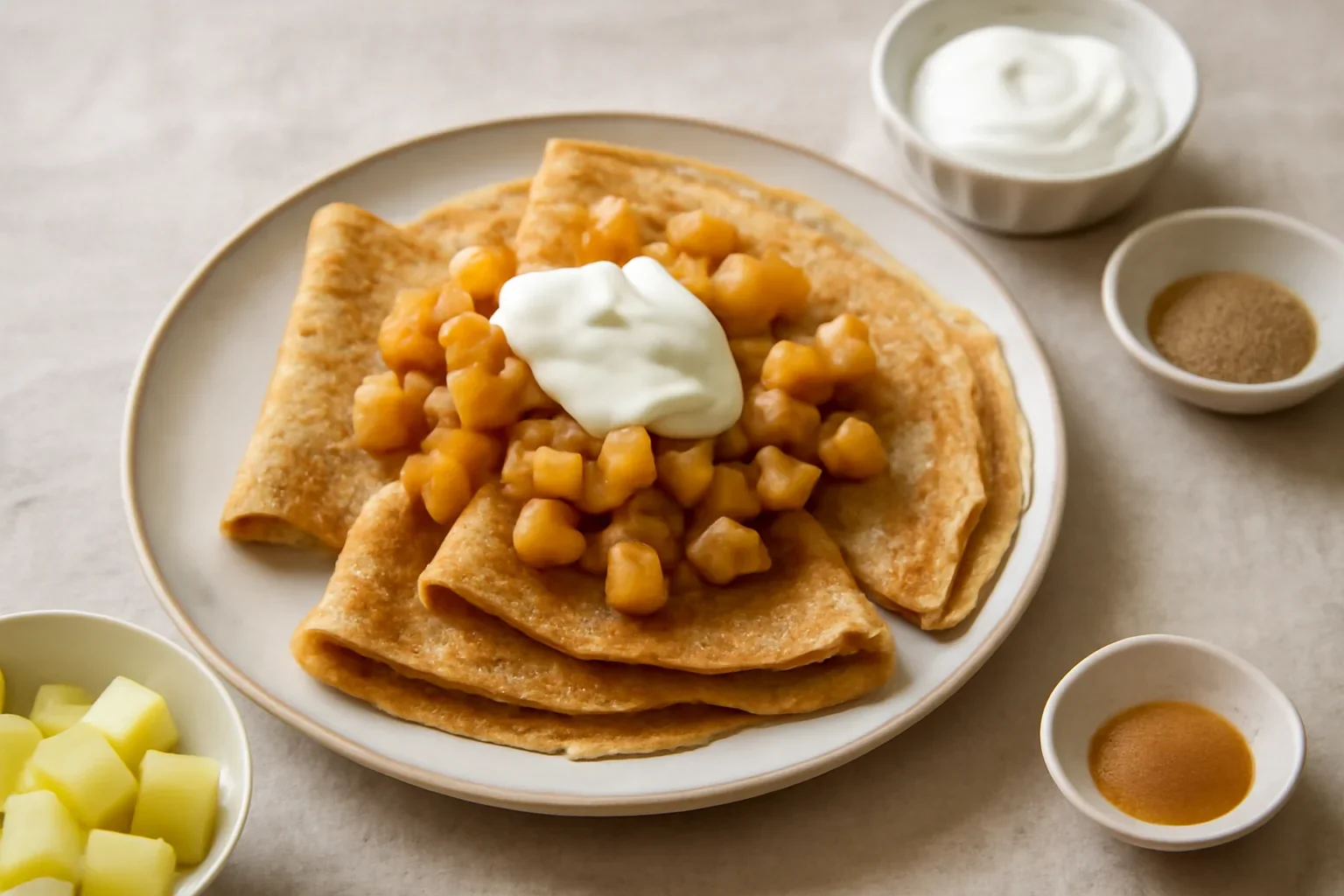 Crêpes cu mere coapte și cardamom